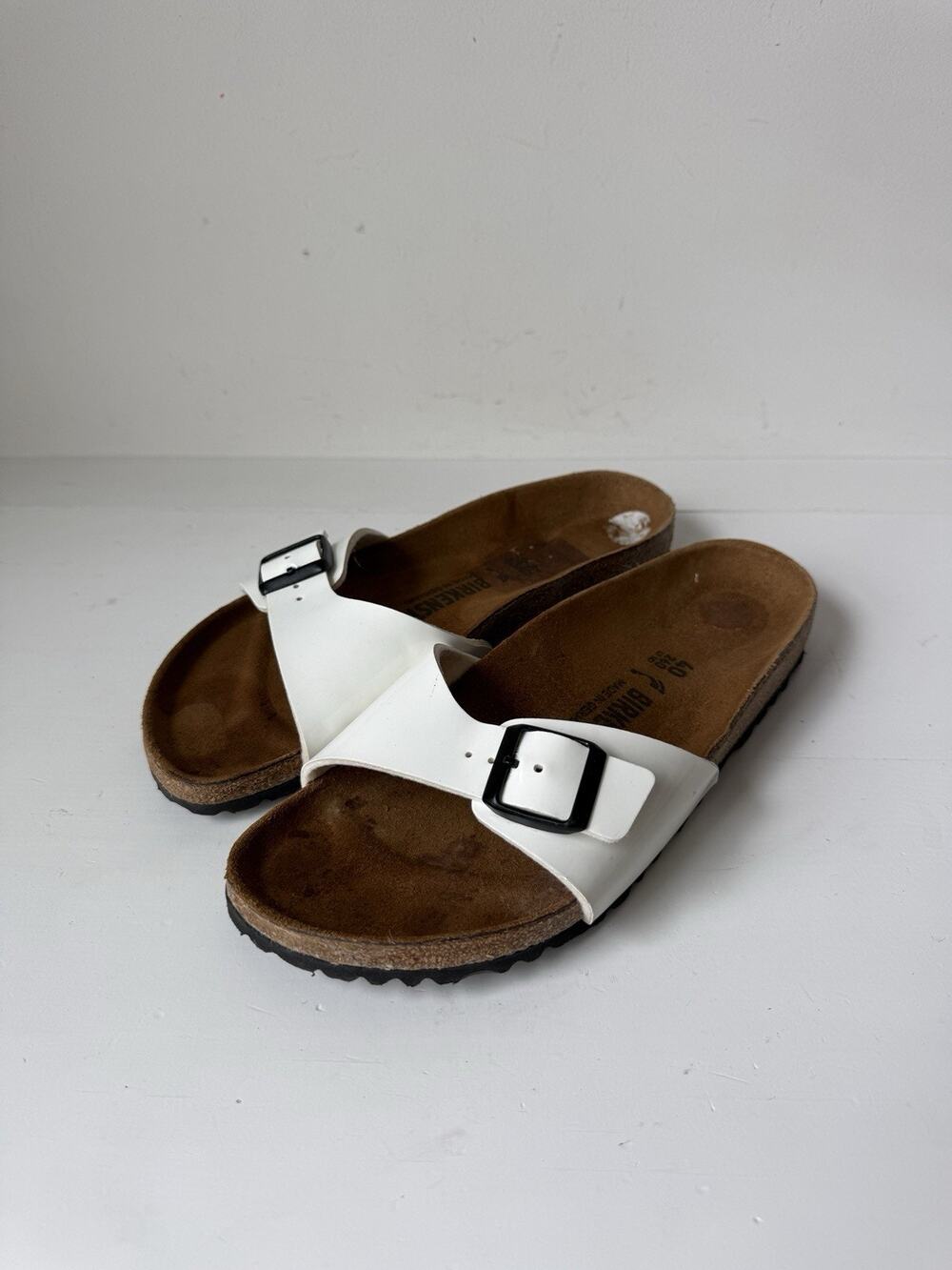 Birkenstock Unisex Madrid Birko-Flor White Slip-On Slide Sandals Womens Size 8.5